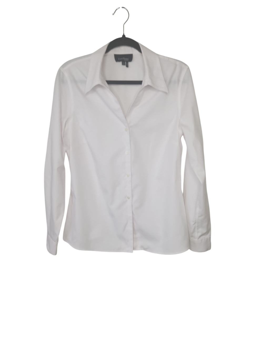 Evan Picone Quickcare Women's Classic White Button Front Cotton Shirt Size 10